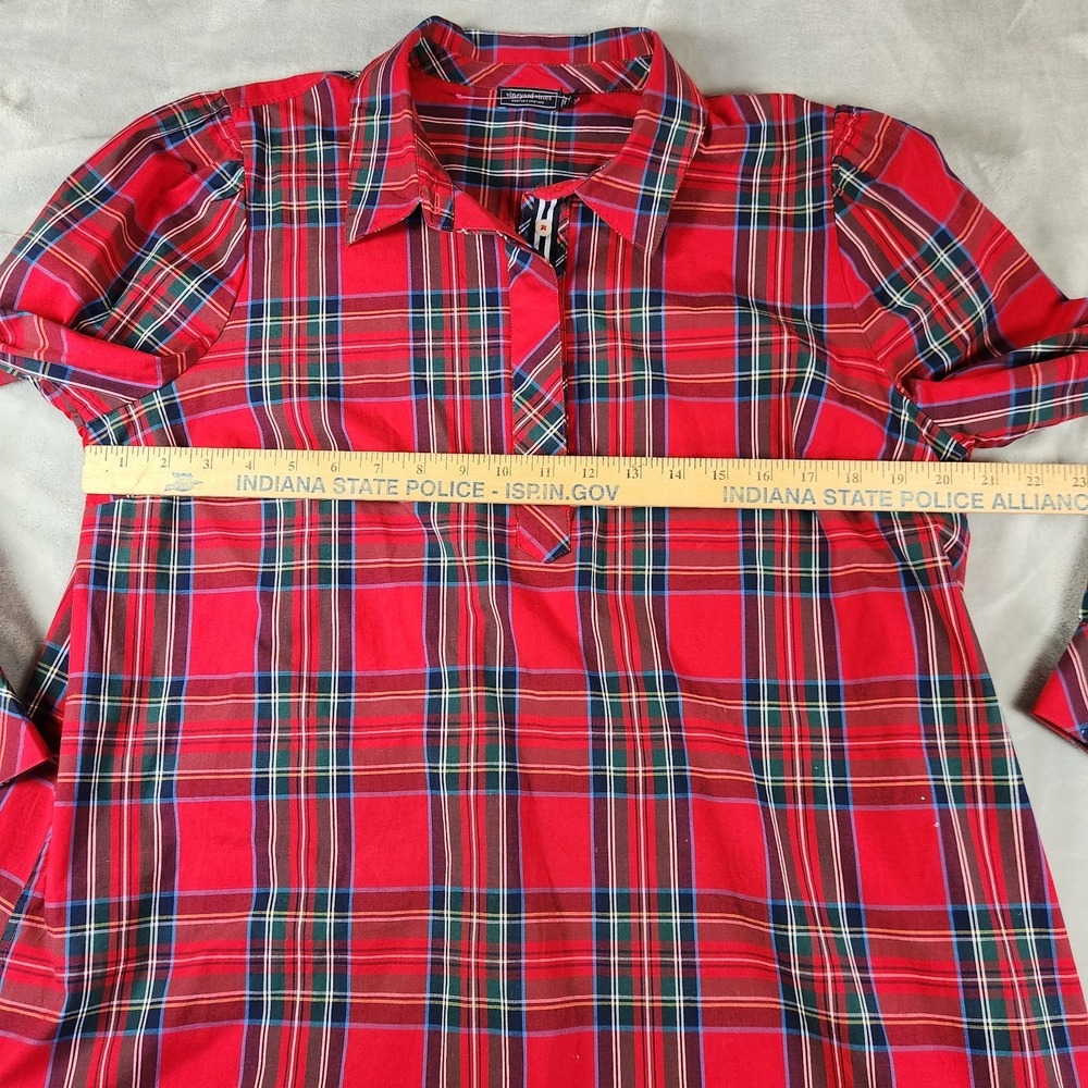 Vineyard Vines Dress L Womens Plaid Poplin Red Tartan Preppy Old Money Luxury - Picture 3 of 9